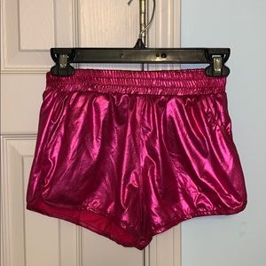 Super short pink metallic shorts